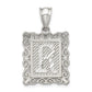 Sterling Silver Square Diamond-Cut Letter R Initial Pendant