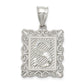 Sterling Silver Square Diamond-Cut Letter S Initial Pendant