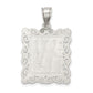 Sterling Silver Square Diamond-Cut Letter W Initial Pendant