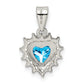 Sterling Silver Blue Topaz & Cz Pendant