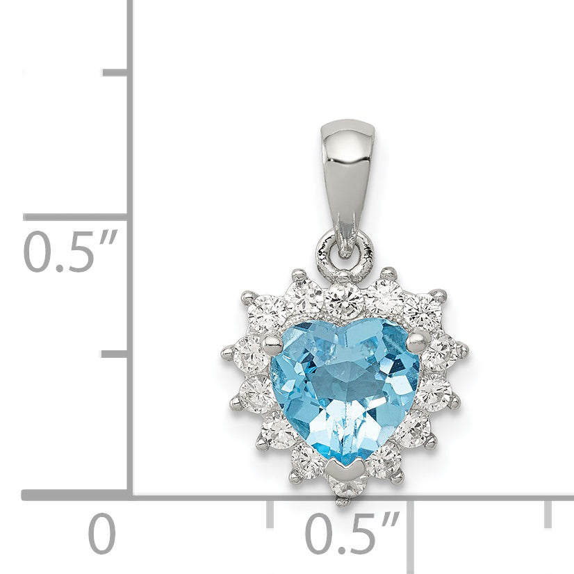 Sterling Silver Blue Topaz & Cz Pendant