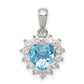 Sterling Silver Blue Topaz & Cz Pendant