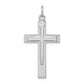 Sterling Silver Rhodium-Plated Satin & Polished Cross Pendant