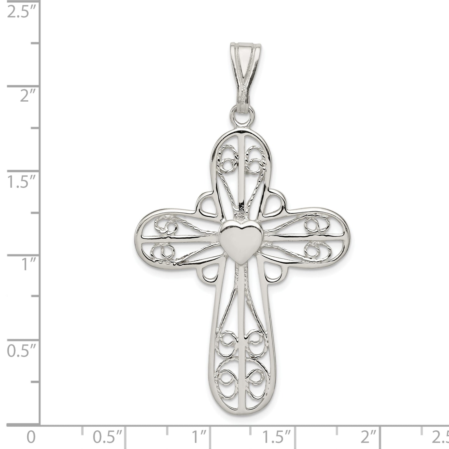 Sterling Silver Heart Cross Pendant