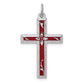 Sterling Silver Rhodium-Plated Red Enameled Cross Pendant