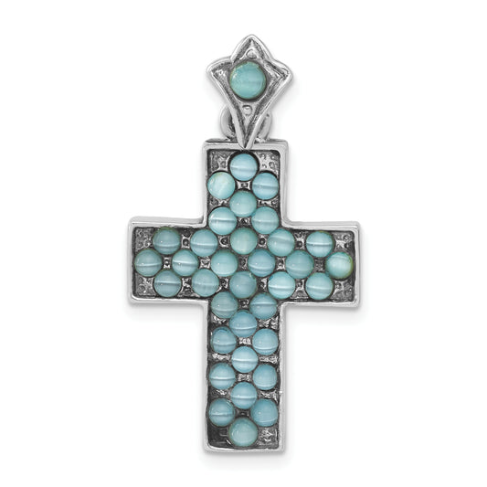 Sterling Silver Cats Eye Cross Pendant