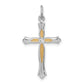 Sterling Silver Rhodium-Plated & Vermeil Cz Cross Pendant