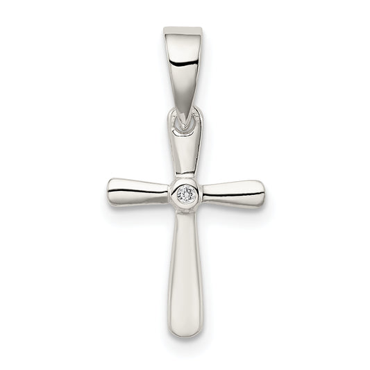 Sterling Silver Cz Cross Pendant