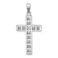 Sterling Silver Rhodium-Plated Cz Cross Pendant