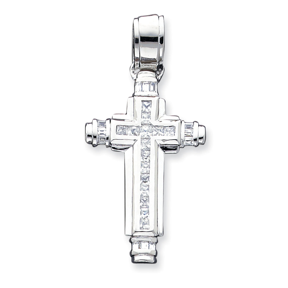 Sterling Silver Cz Cross Pendant