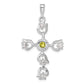 Sterling Silver Green & Clear Cz Cross Pendant