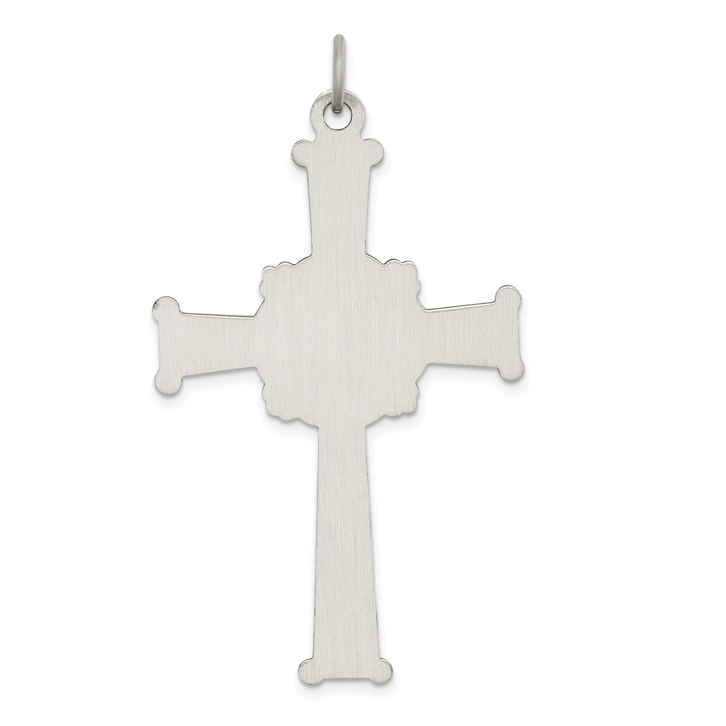 Sterling Silver Antiqued, Textured And Brushed Cross Pendant