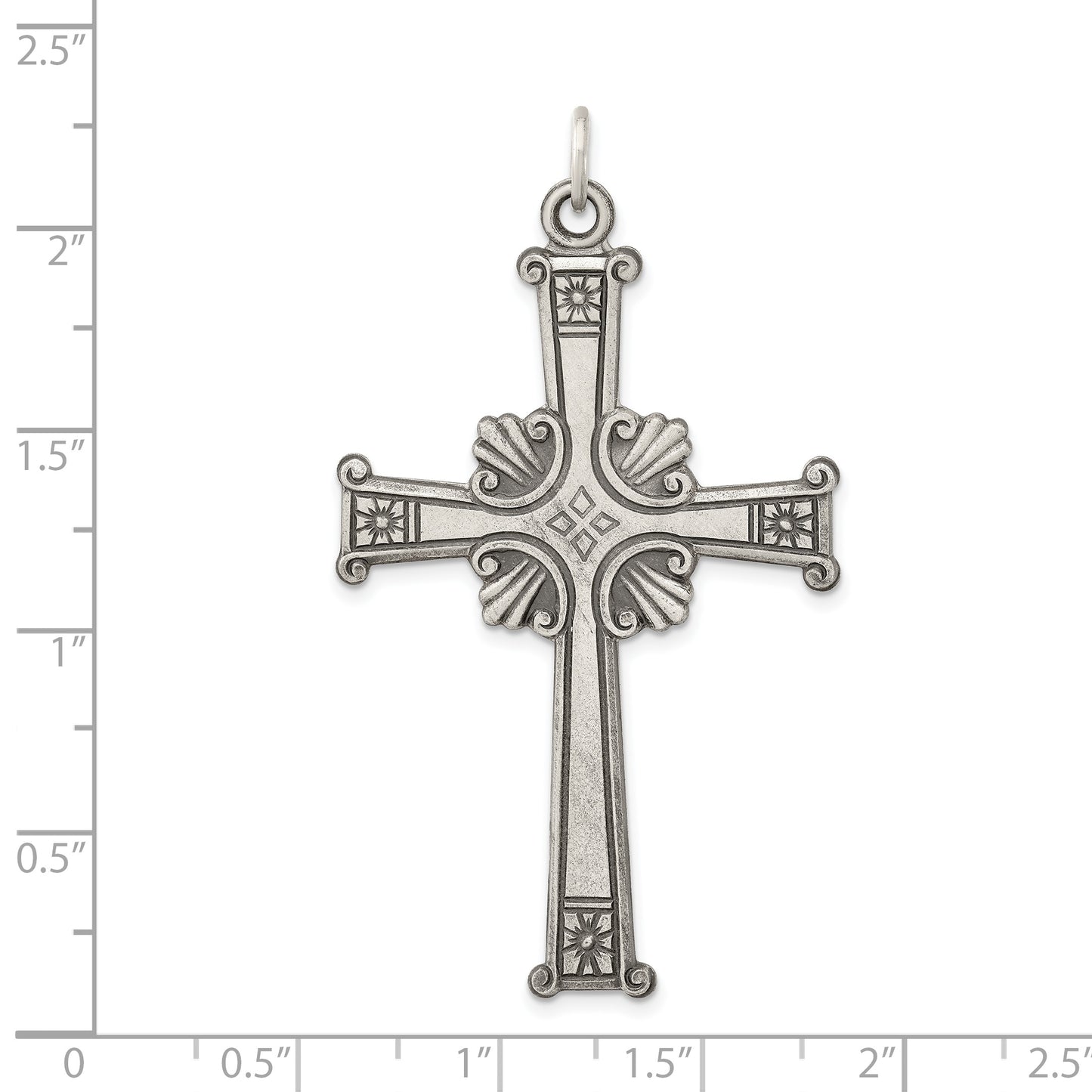 Sterling Silver Antiqued, Textured And Brushed Cross Pendant