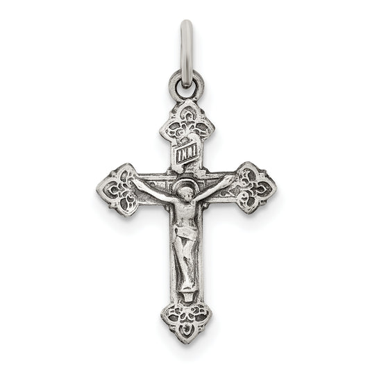 Sterling Silver Antiqued Inri Crucifix Pendant