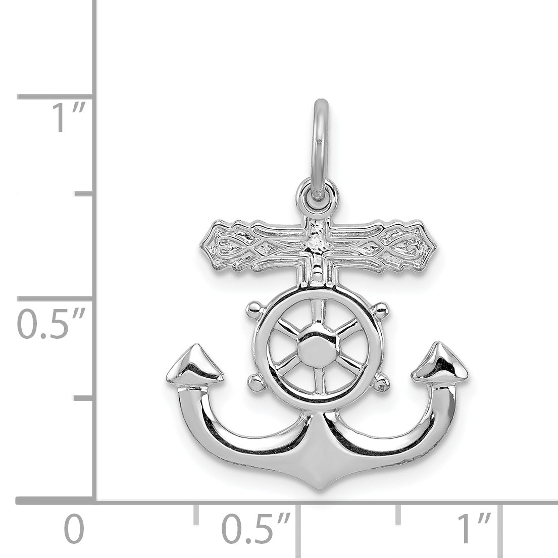 Sterling Silver Rhodium-Plated Mariner Cross Pendant