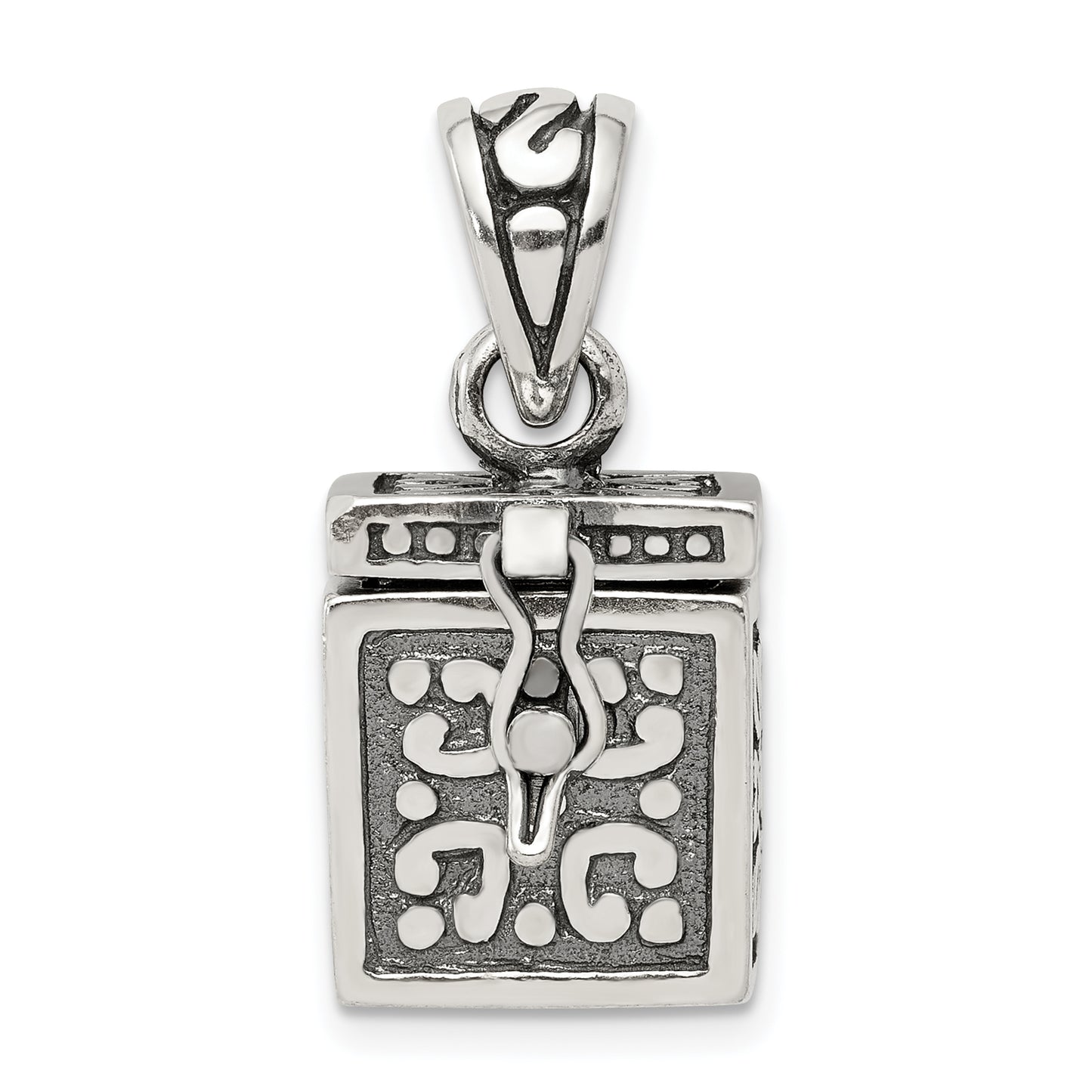 Sterling Silver Antiqued Square Prayer Box Pendant