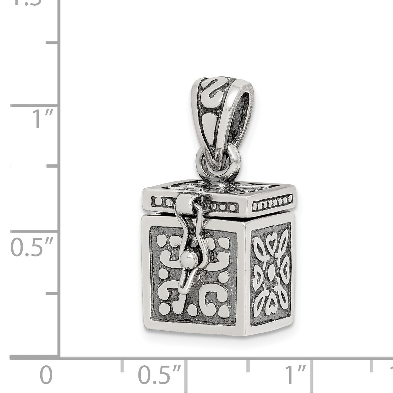 Sterling Silver Antiqued Square Prayer Box Pendant