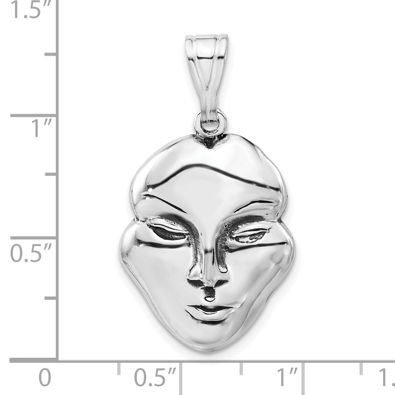 Sterling Silver Polished & Antiqued Face Pendant