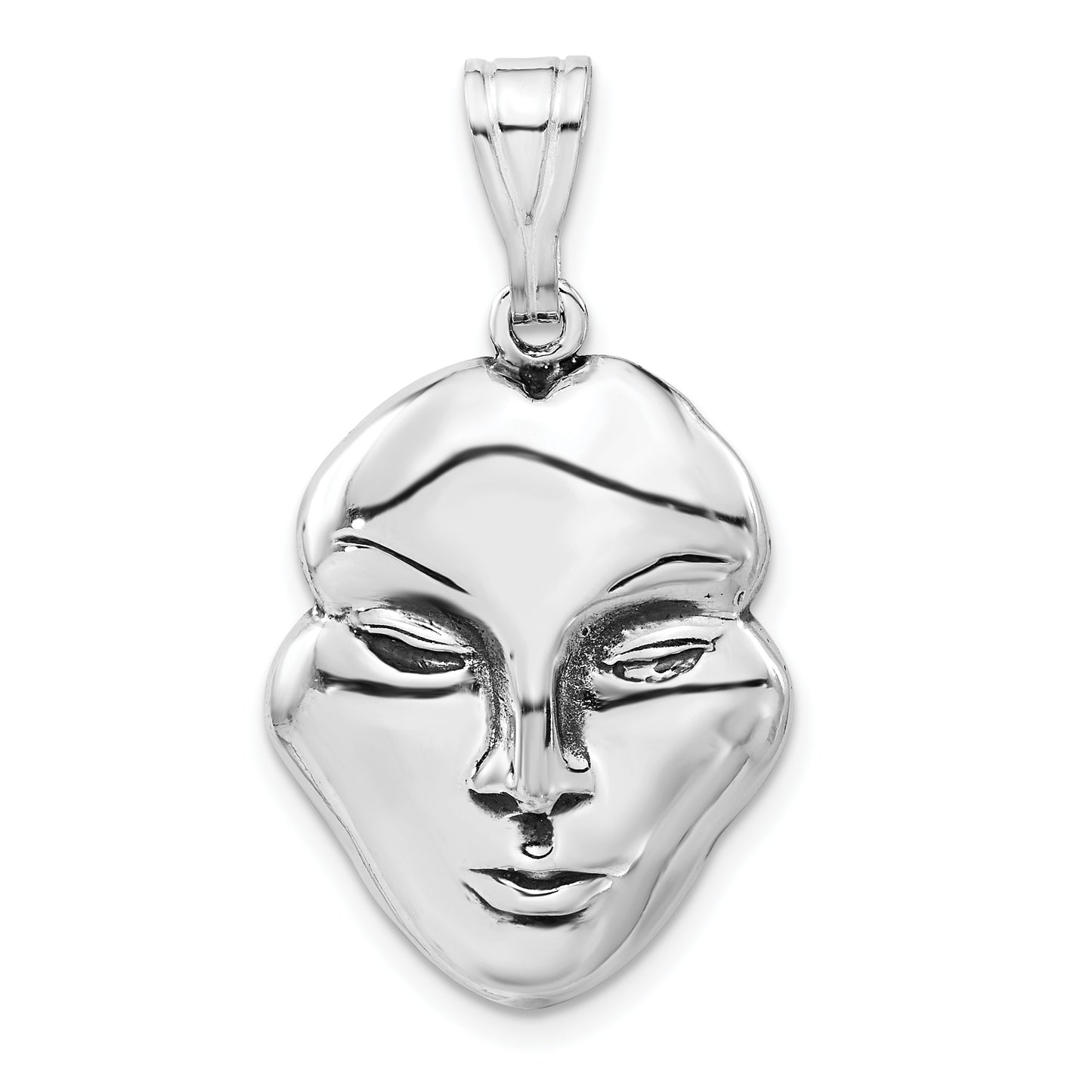 Sterling Silver Polished & Antiqued Face Pendant