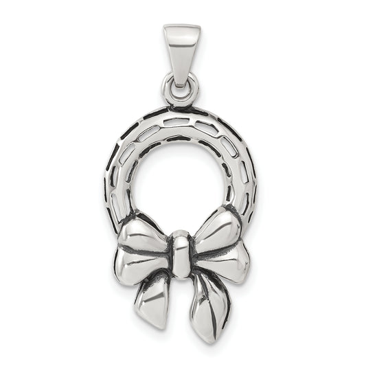 Sterling Silver Polished & Antiqued Wreath Pendant