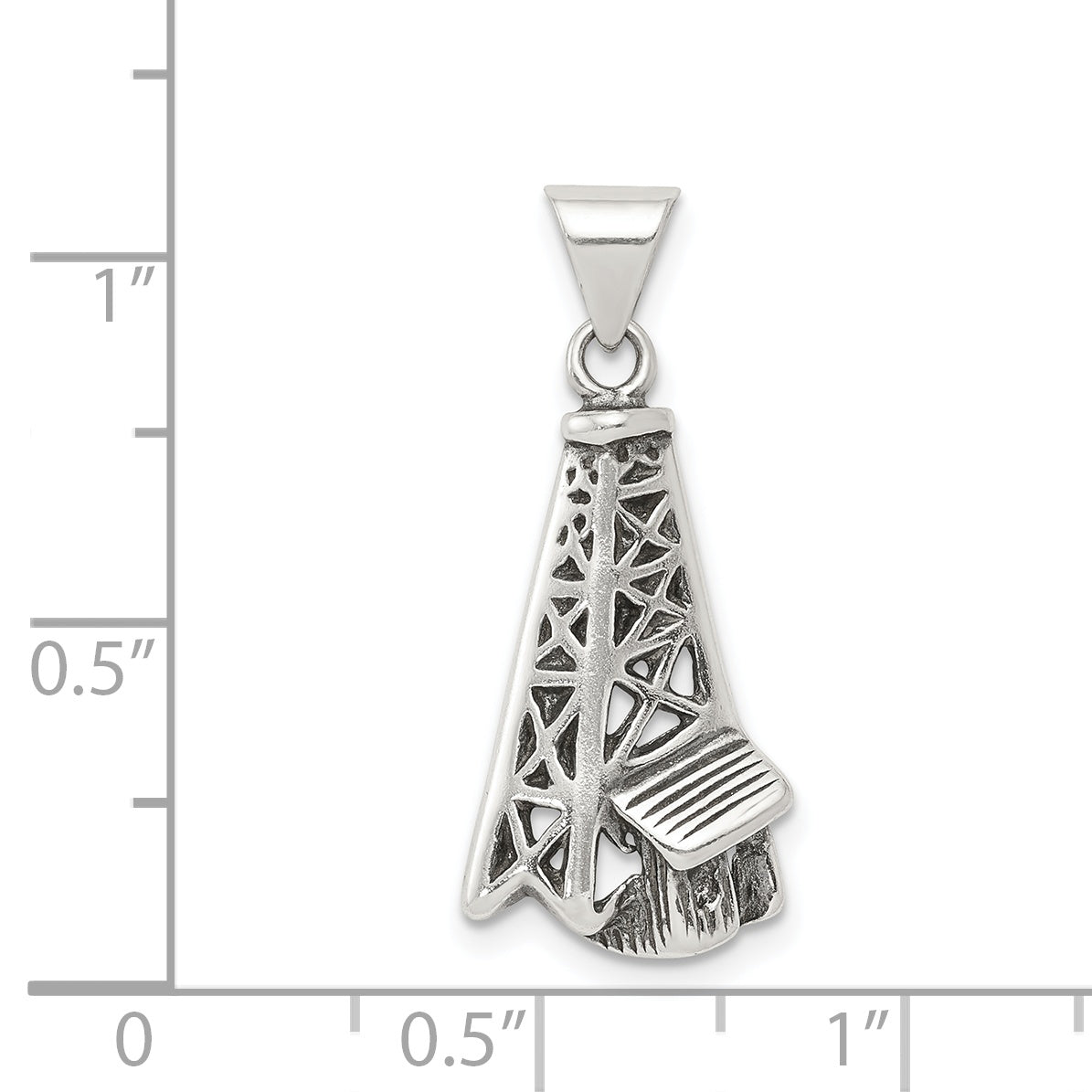 Sterling Silver Antiqued Oil Derrick Pendant