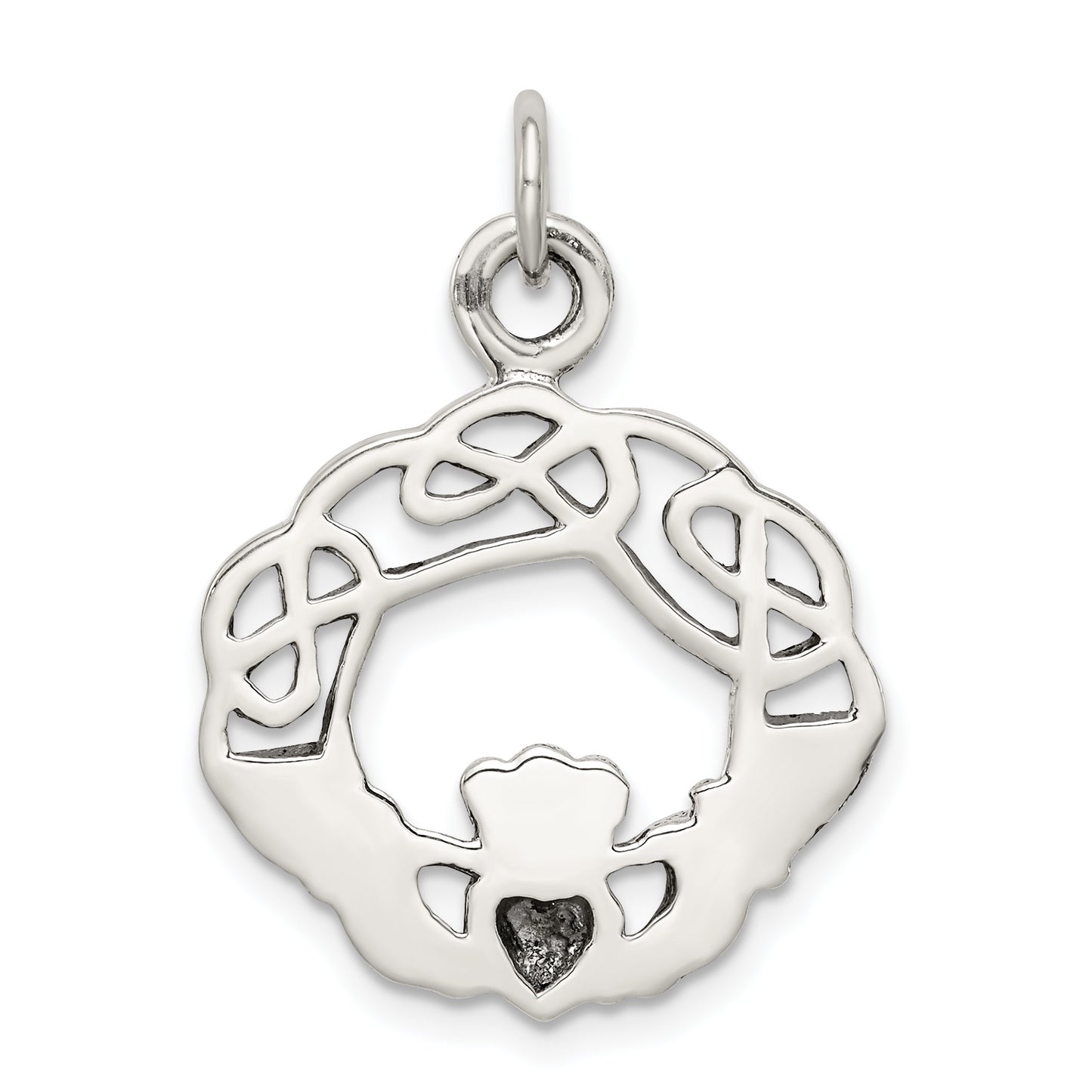 Sterling Silver Antiqued Claddagh Pendant