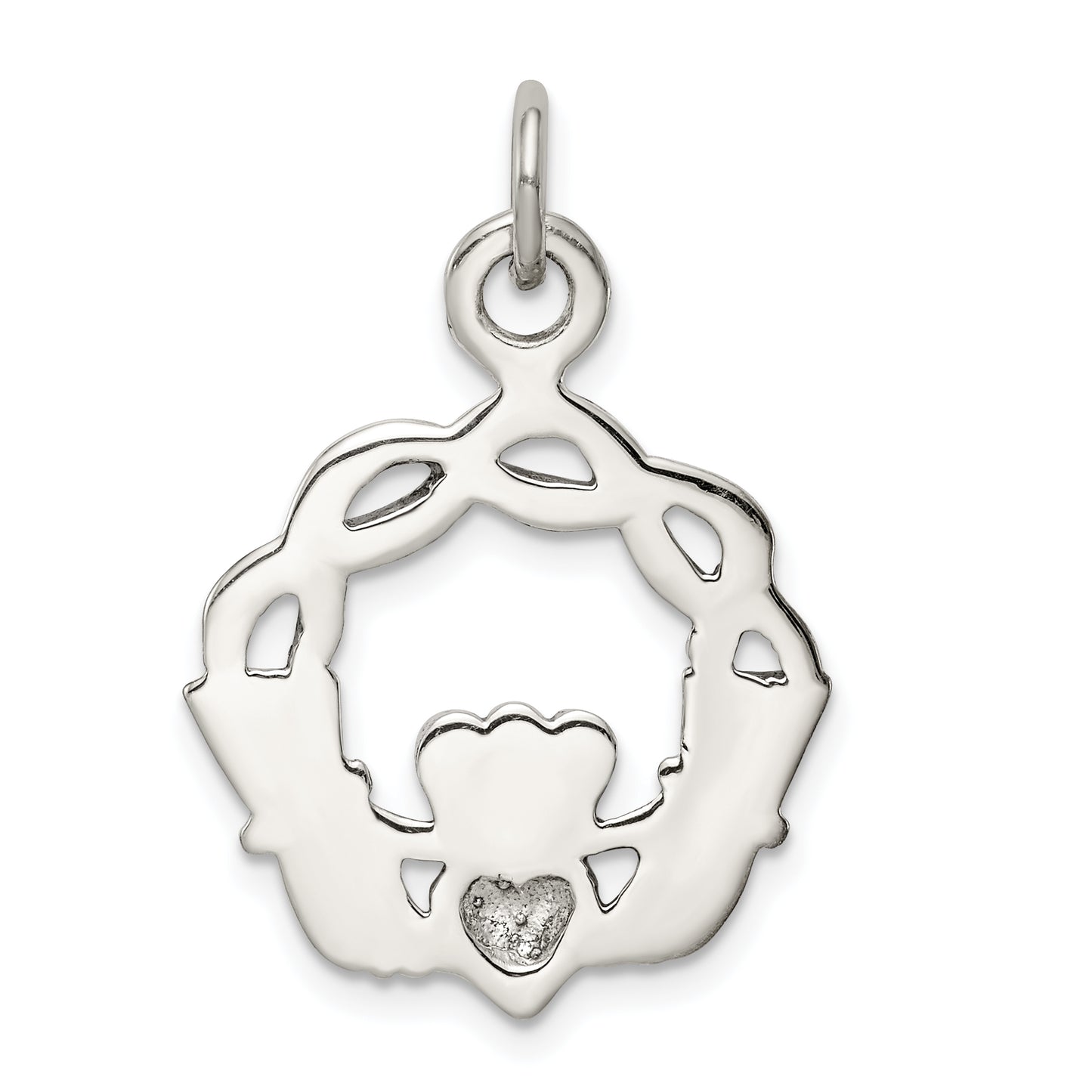 Sterling Silver Antiqued Claddagh Pendant