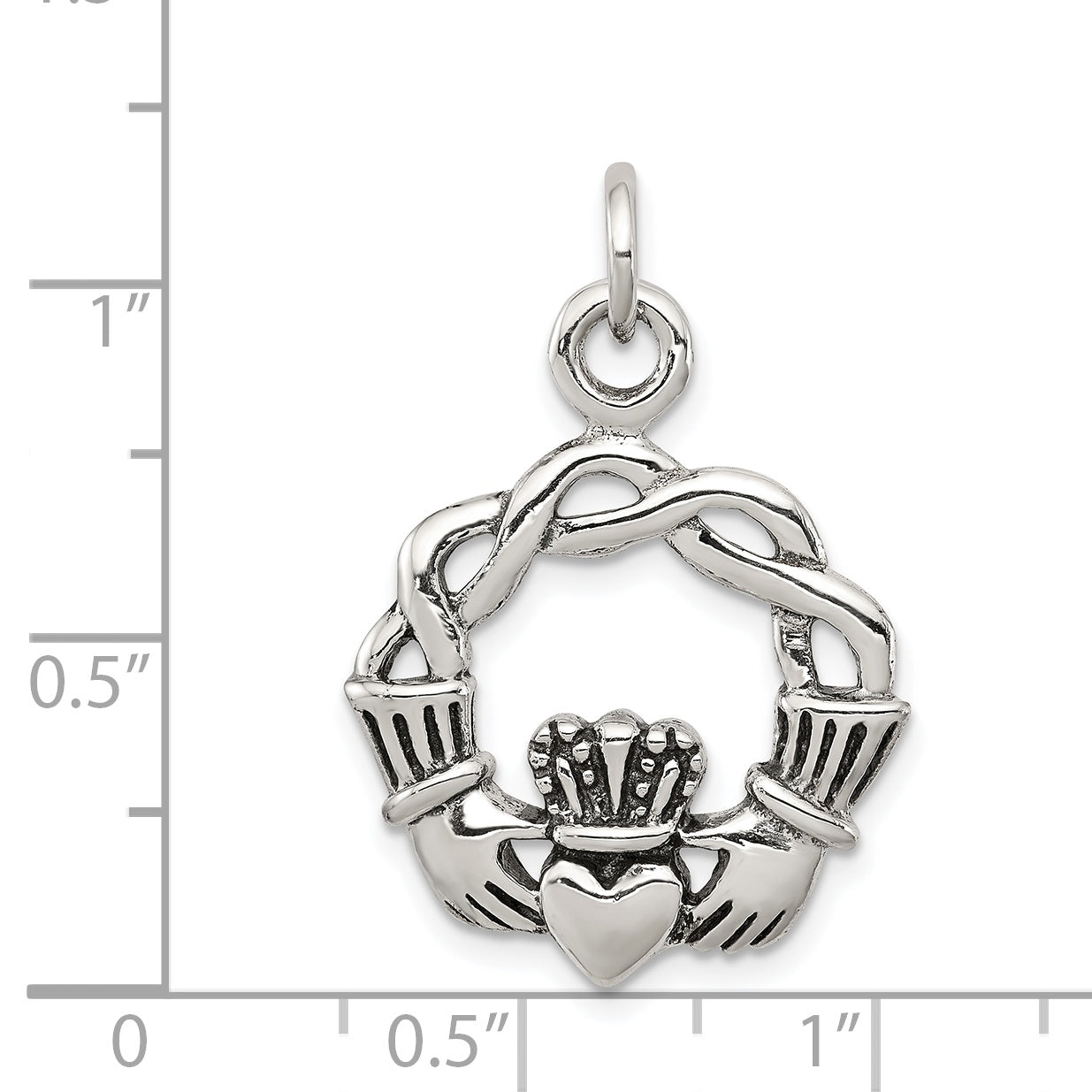 Sterling Silver Antiqued Claddagh Pendant