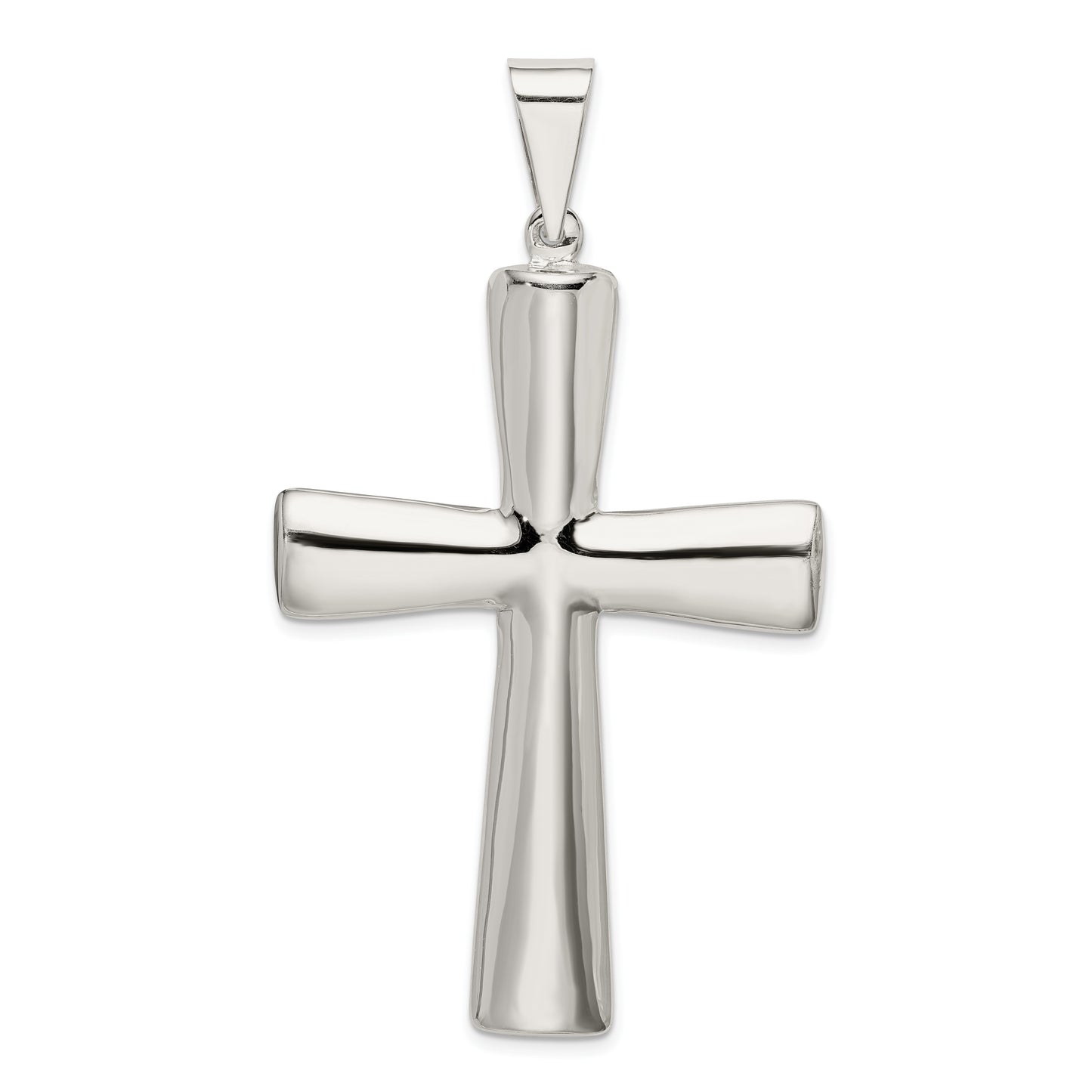 Sterling Silver Rhodium-Plated Hollow Cross Pendant