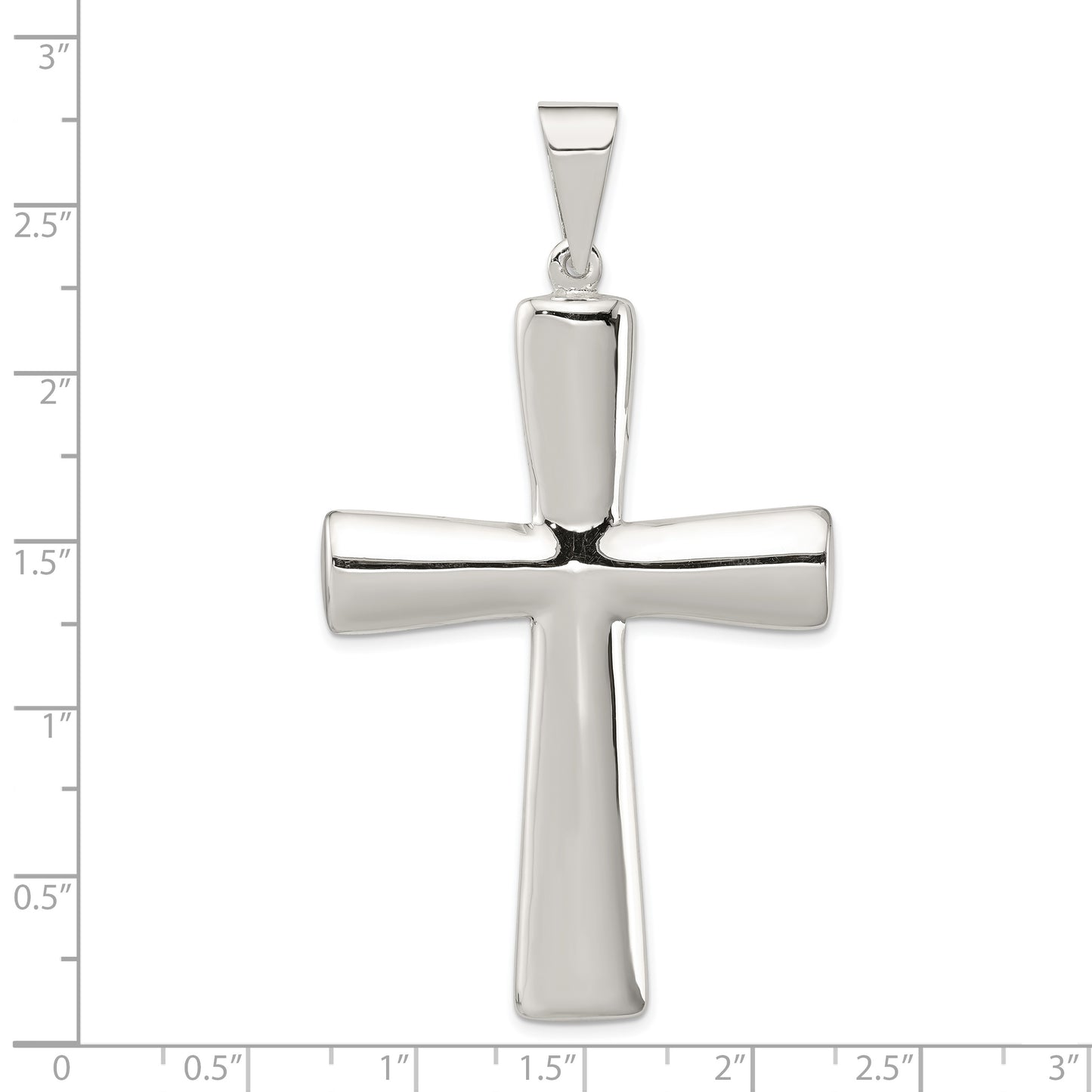 Sterling Silver Rhodium-Plated Hollow Cross Pendant