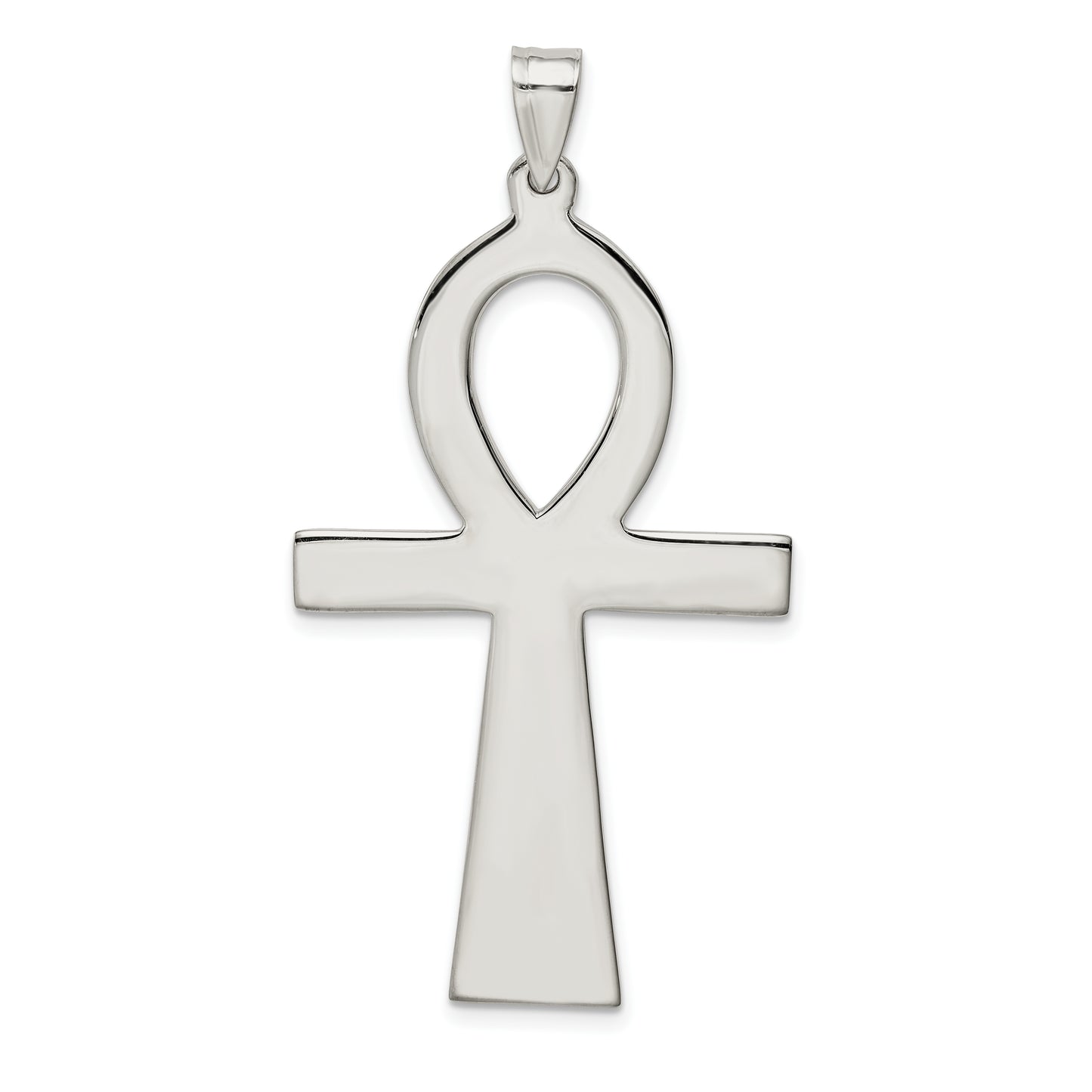 Sterling Silver Rhodium-Plated Ankh Cross Pendant