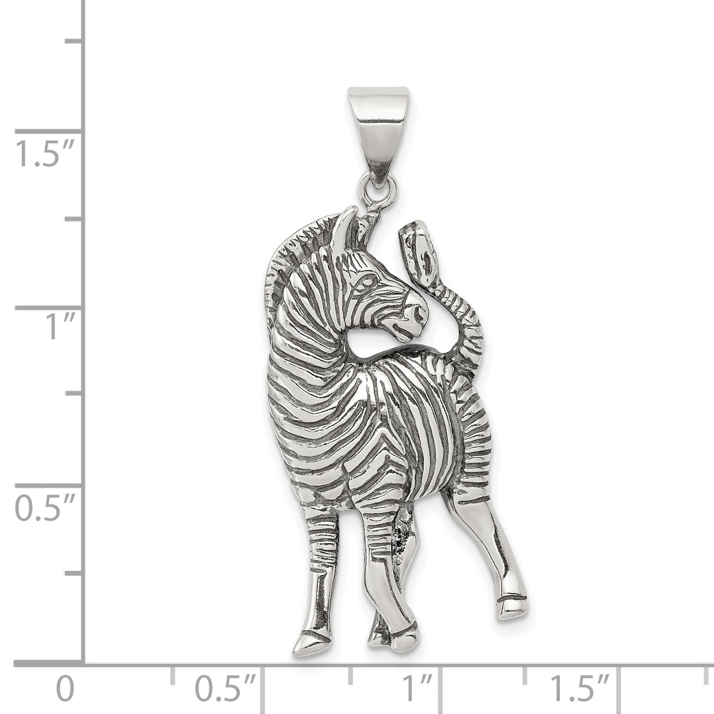 Sterling Silver Antiqued Zebra Pendant