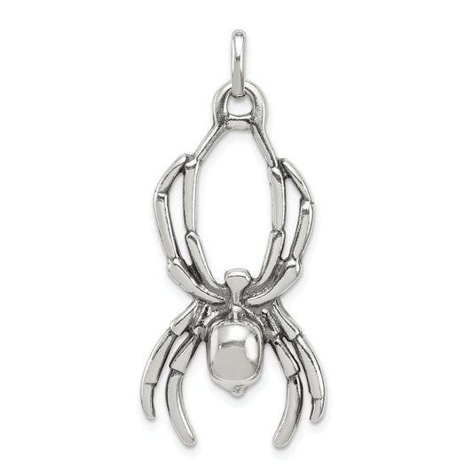 Sterling Silver Antiqued Spider Pendant