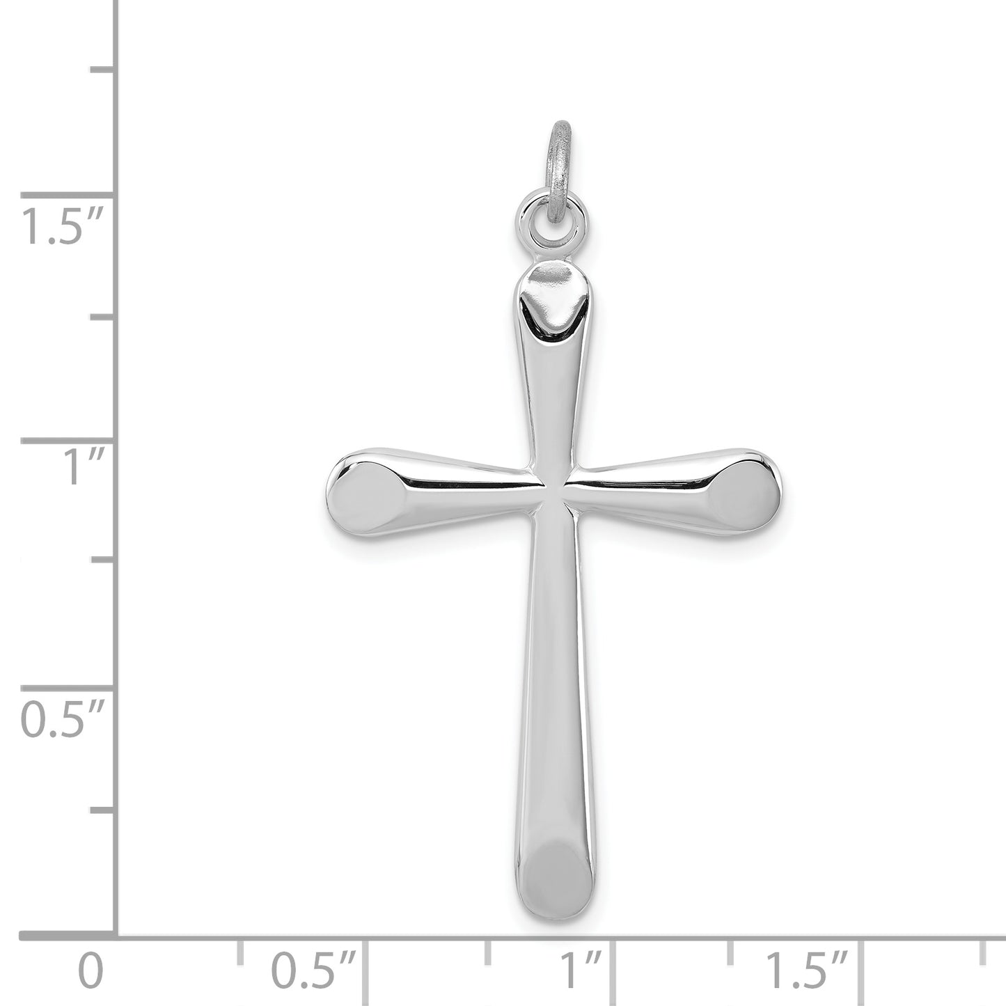 Sterling Silver Rhodium-Plated Polished Cross Pendant