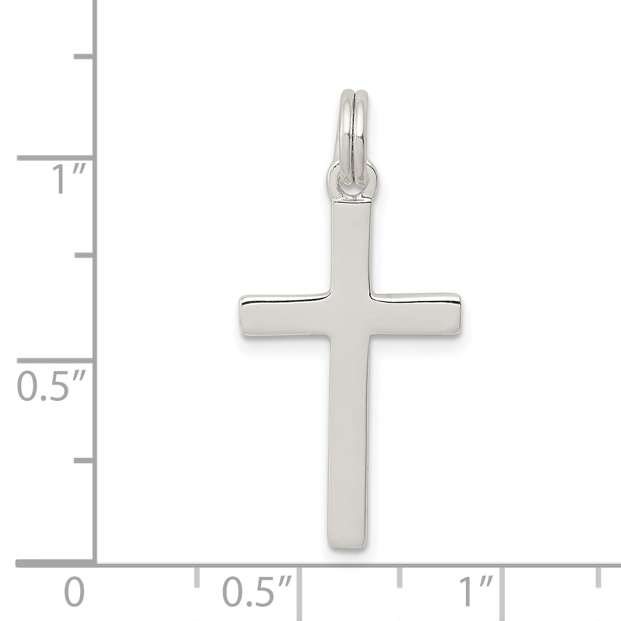 Sterling Silver Rhodium-Plated Polished Cross Pendant