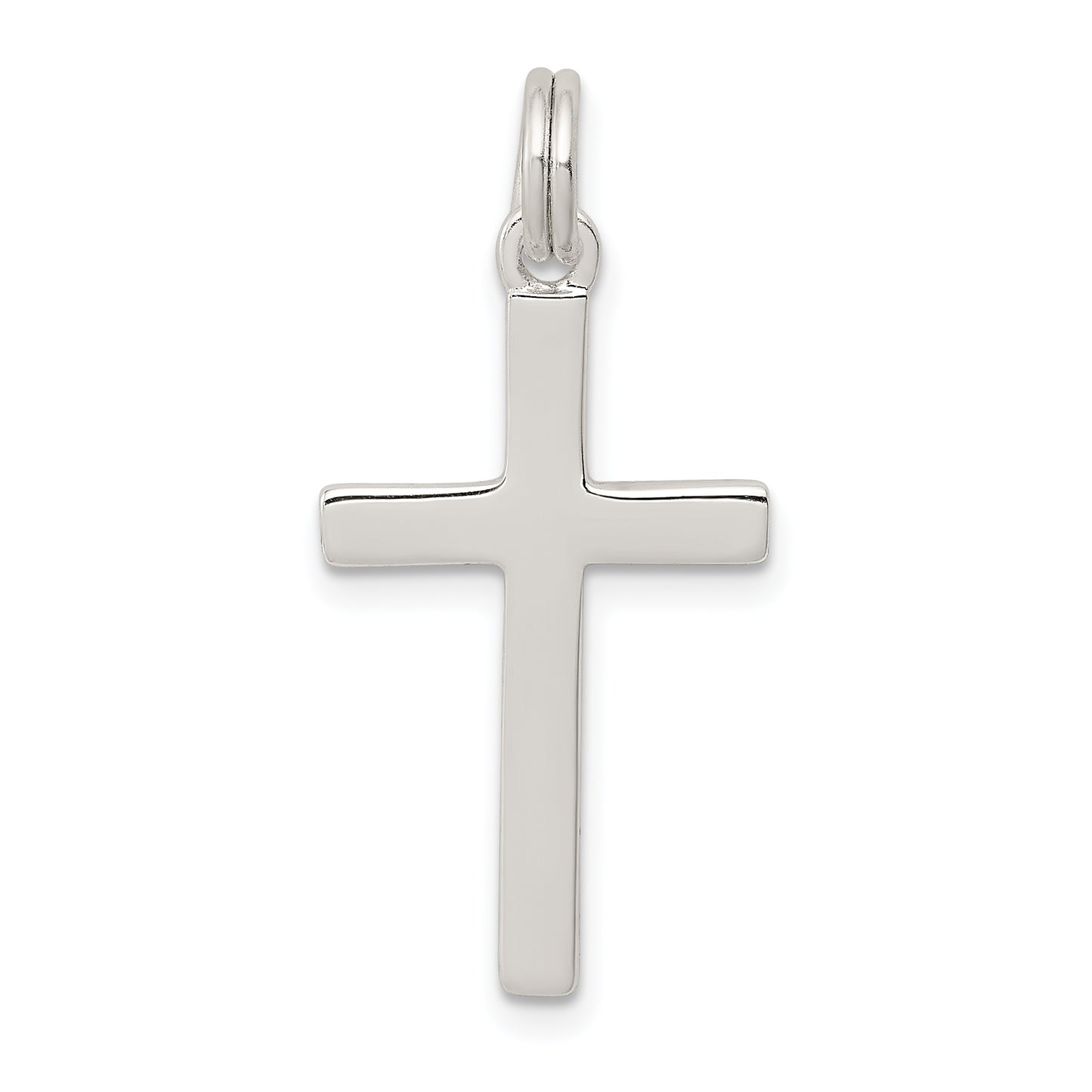 Sterling Silver Rhodium-Plated Polished Cross Pendant