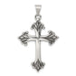 Sterling Silver Fleur De Lis Cross Pendant