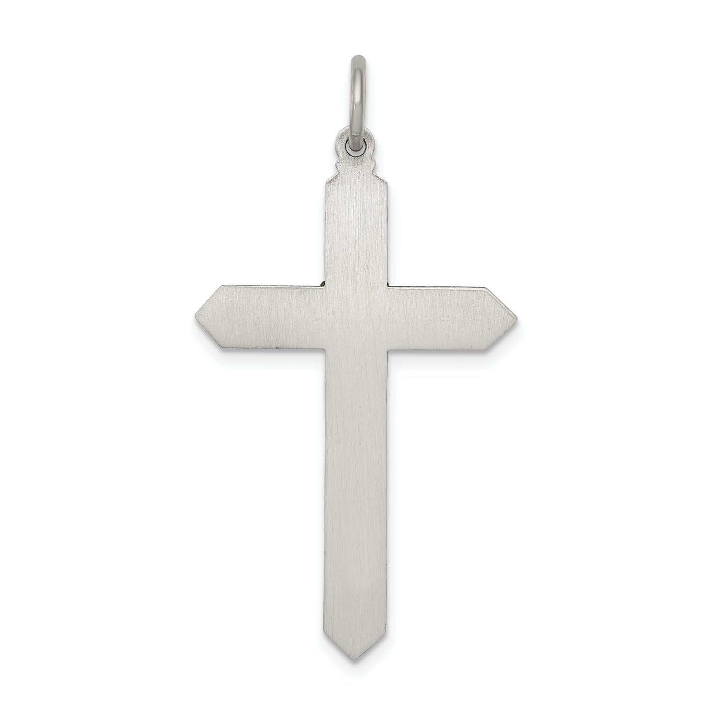 Sterling Silver Antiqued February Glass Birthstone Cross Pendant