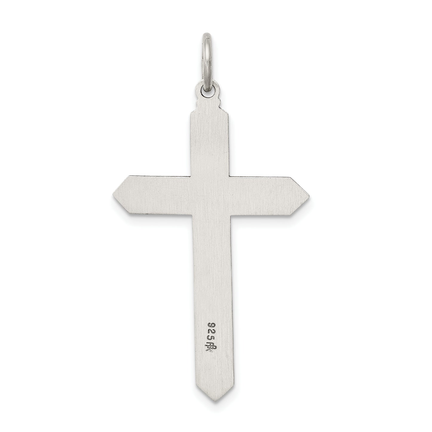 Sterling Silver Antiqued March Glass Birthstone Cross Pendant