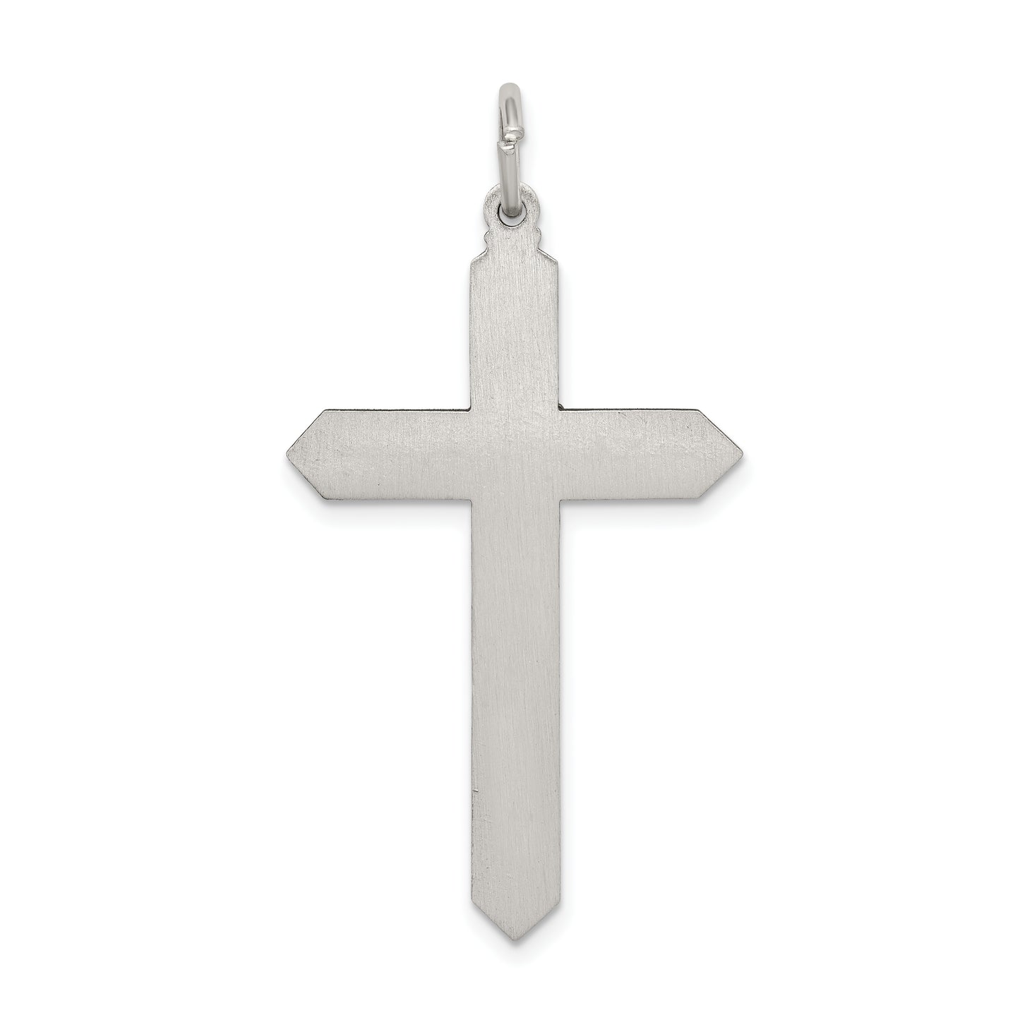 Sterling Silver Antiqued September Glass Birthstone Cross Pendant