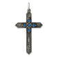 Sterling Silver Antiqued December Glass Birthstone Cross Pendant