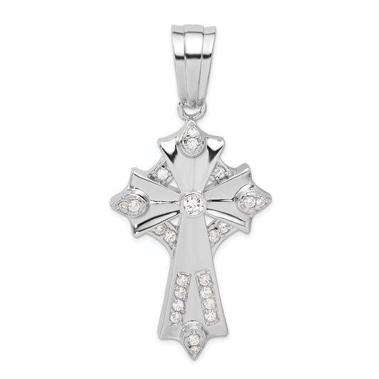 Sterling Silver Cz Cross Pendant