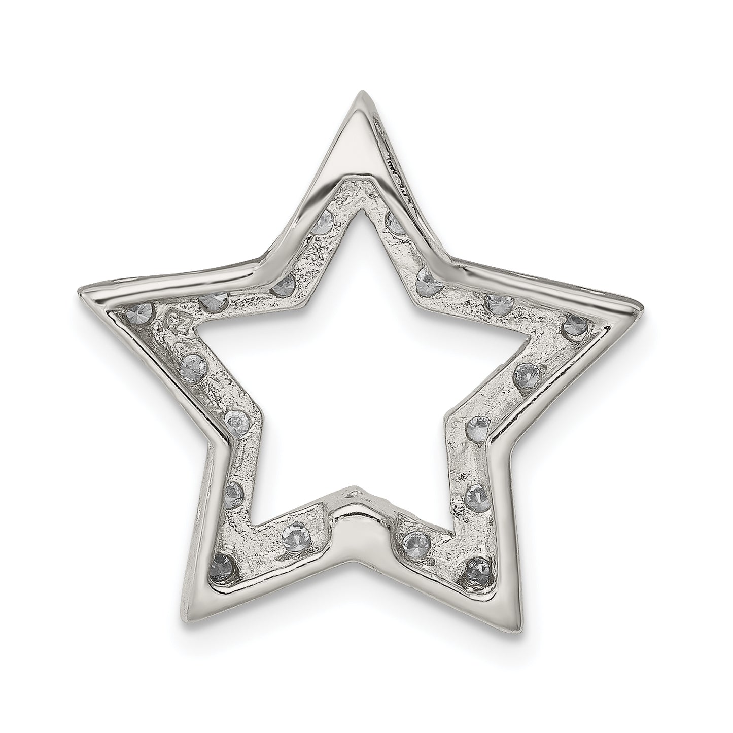 Sterling Silver Rhodium-Plated Cz Star Pendant