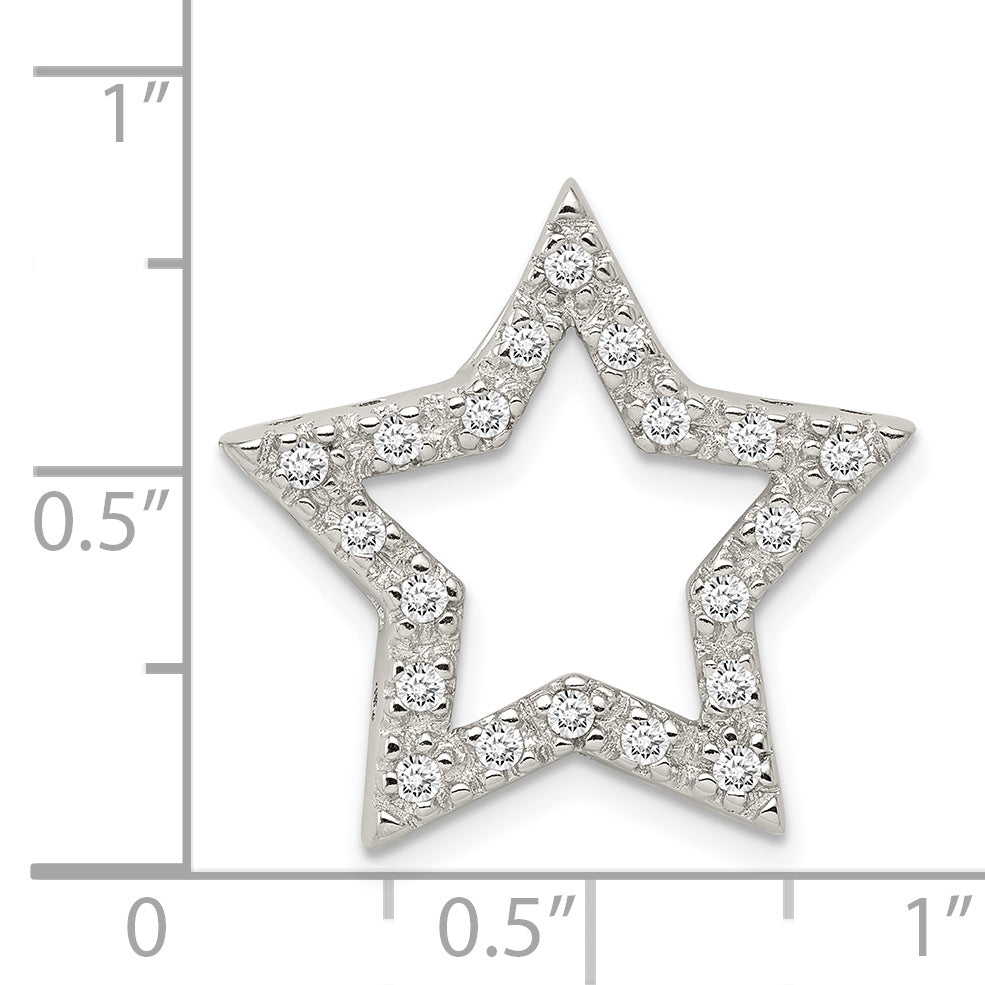 Sterling Silver Rhodium-Plated Cz Star Pendant