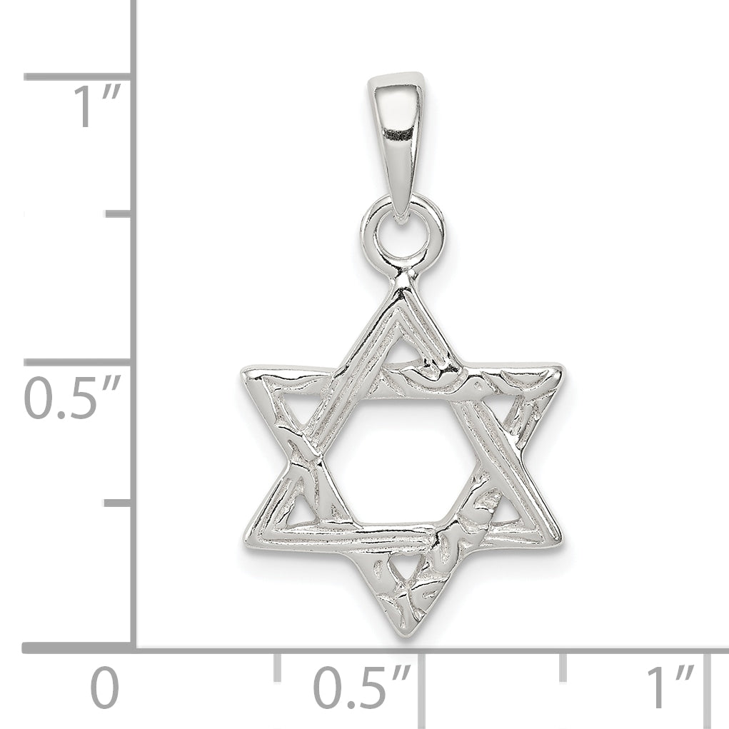 Sterling Silver Textured Star Of David Pendant