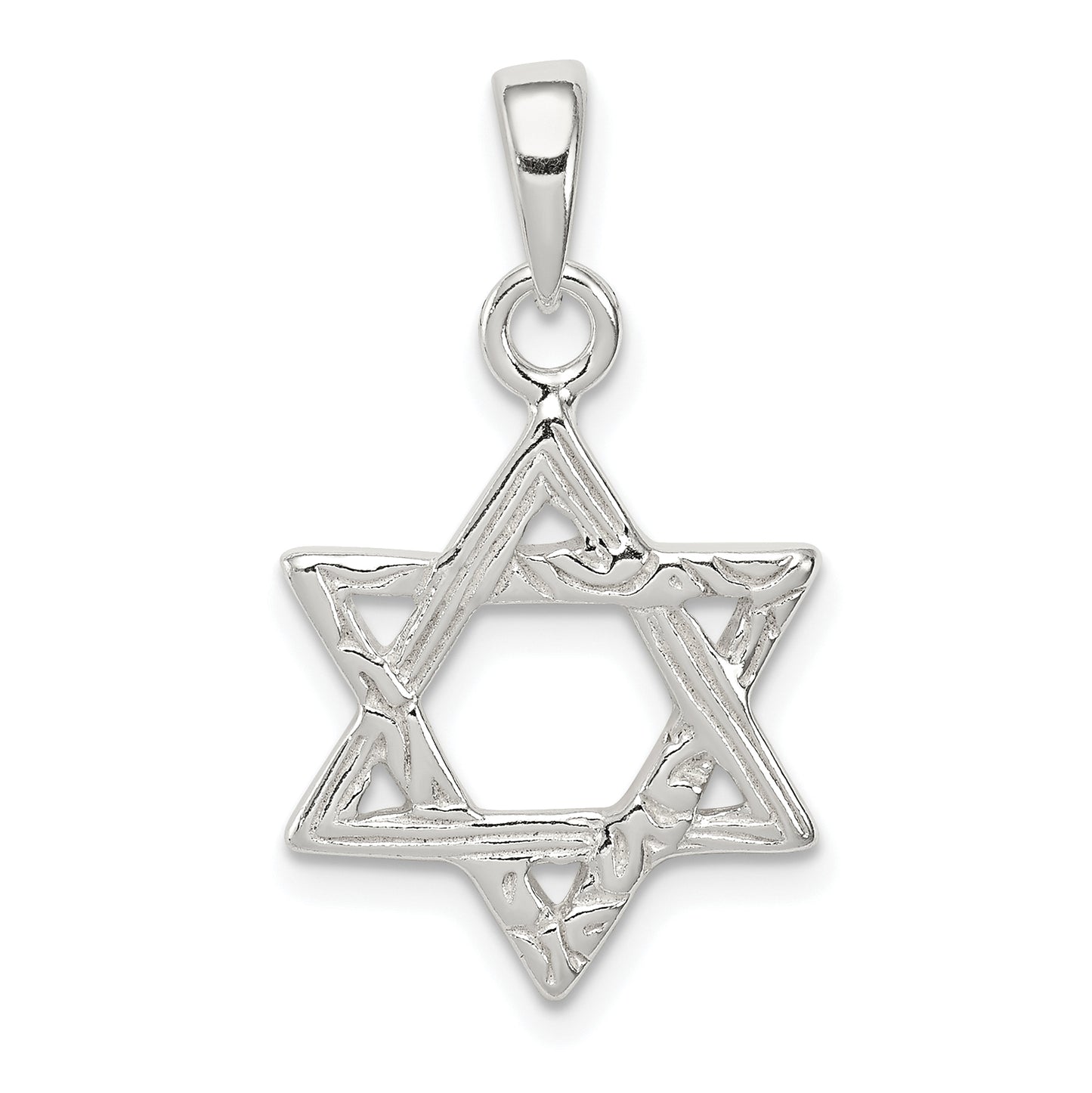 Sterling Silver Textured Star Of David Pendant