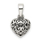 Sterling Silver Antique Filigree Puff Heart Pendant