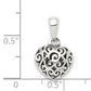 Sterling Silver Antique Filigree Puff Heart Pendant