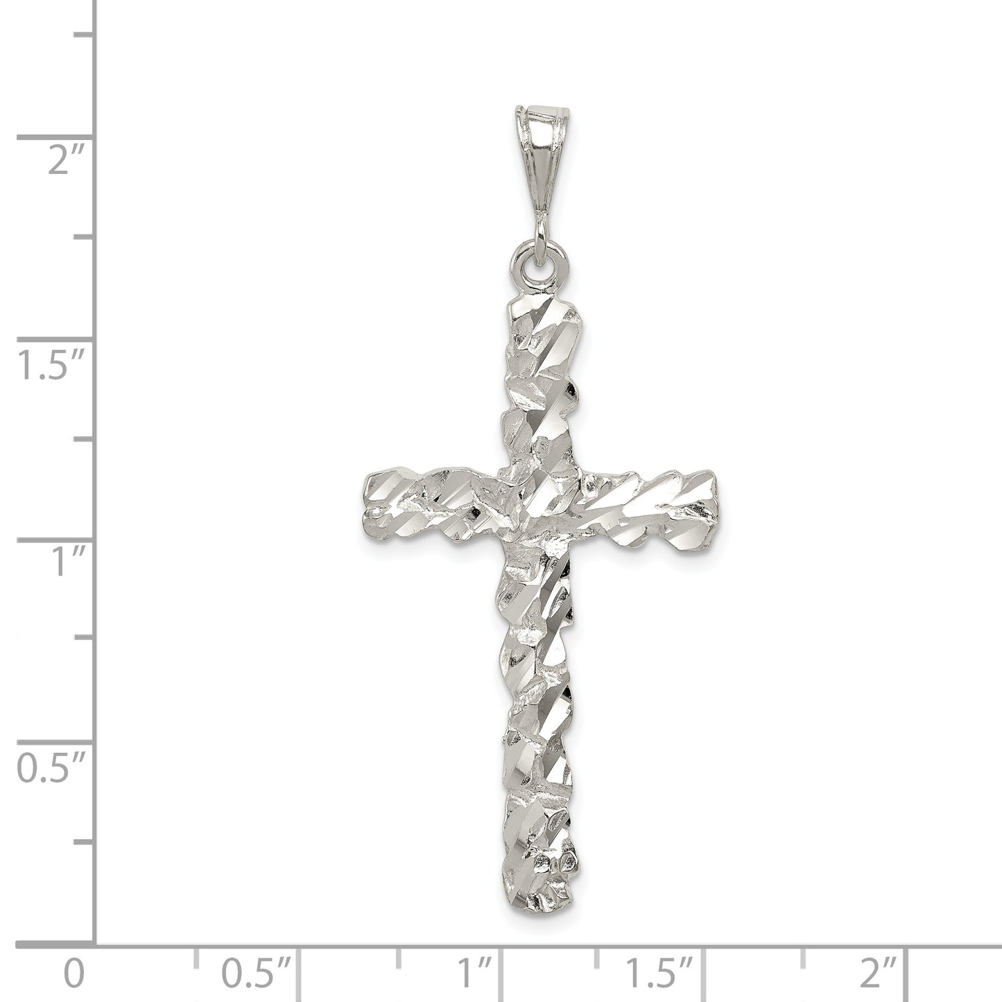 Sterling Silver Diamond -Cut Cross Pendant