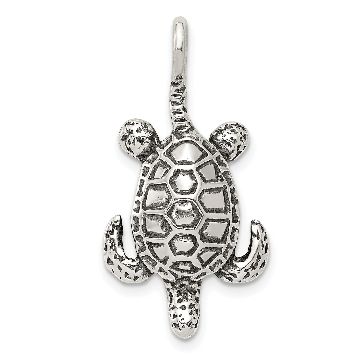 Sterling Silver Antiqued Sea Turtle Pendant